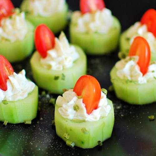 Stuffed cucumber cups, filled with ranch flavored... - College Girl Career