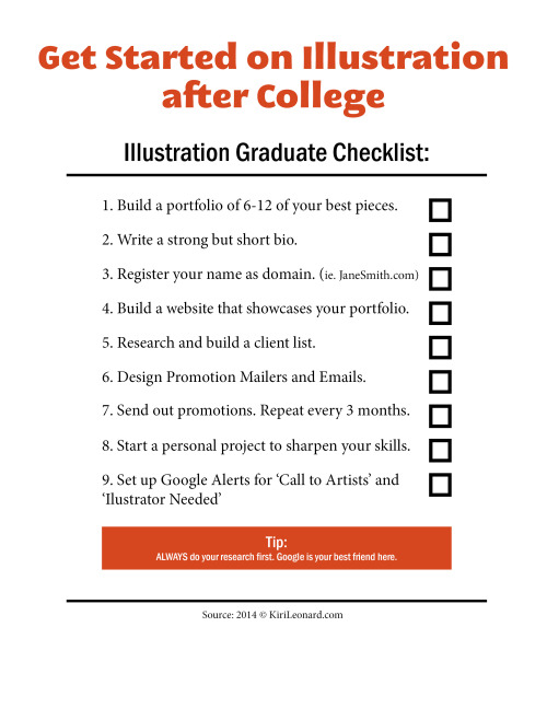 kirileonard:A checklist I made to help aspiring illustrators get...