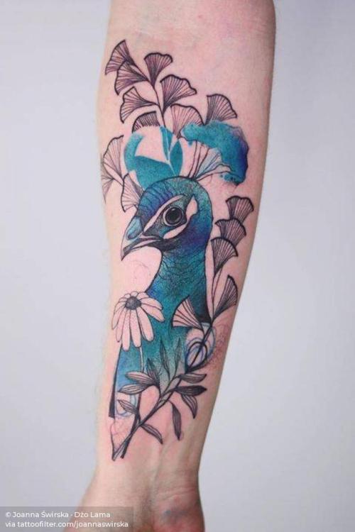 By Joanna Świrska · Dżo Lama, done at NASzA Tattoo Shop,... sketch work;peacock;big;animal;bird;facebook;twitter;inner forearm;joannaswirska;illustrative