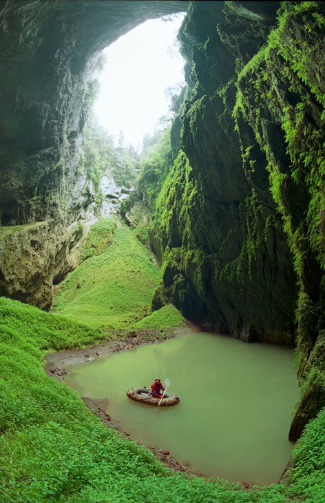 Entrance to Macocha Propast Abyss in Vyvery Punkvy Nature Reserve / Czech Republic (via jeskynecr.cz).