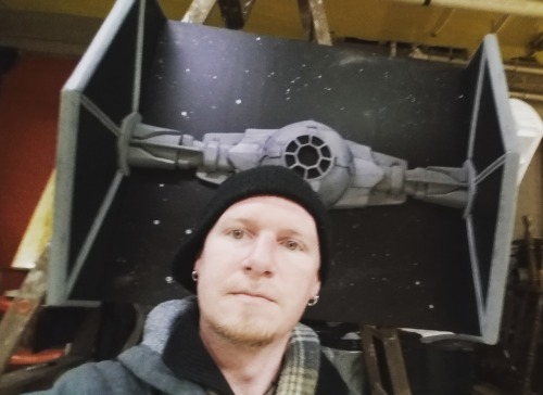 Tiefighter is ready to be hung in the theater lobby for the...