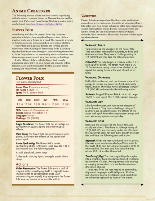 dnd-5e-homebrew:Anime Creatures by KaladinSnow Based on these...