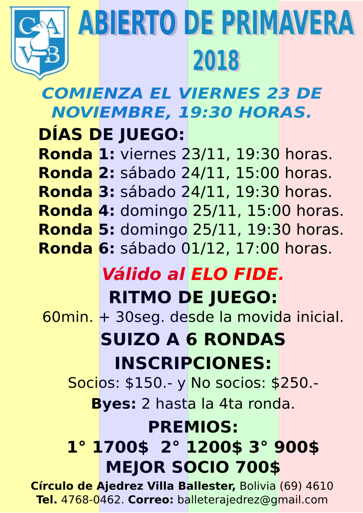 ABIERTO PRIMAVERA 2018Comienza el viernes 23 de noviembre, 19:30 horas.