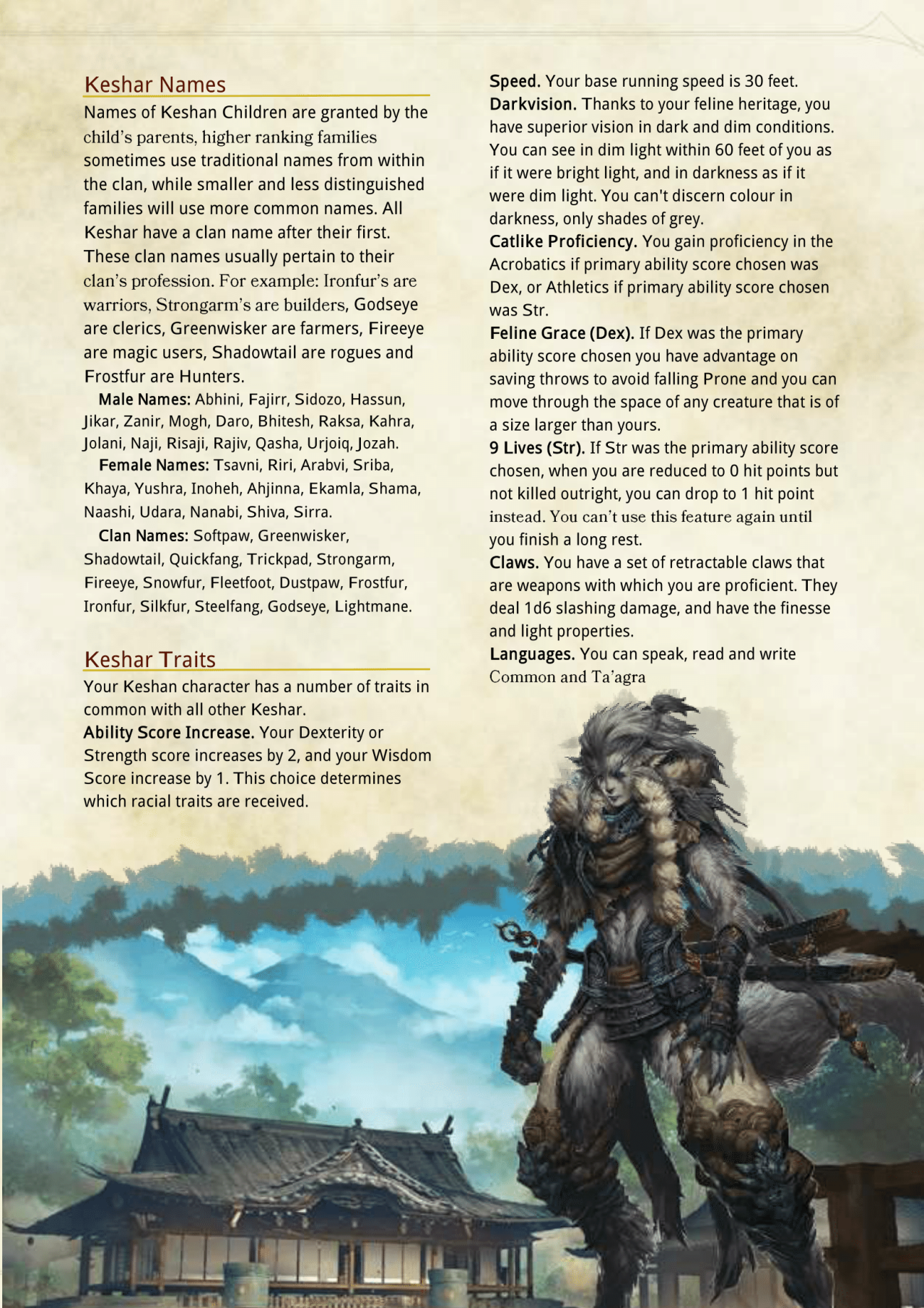 DnD 5e Homebrew — Keshar Race by NartheRaytei