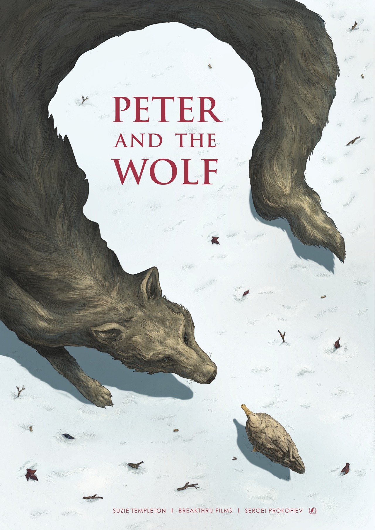 Poster design for ’Peter & the Wolf’ (graphite and digital) by Phoebe Morris