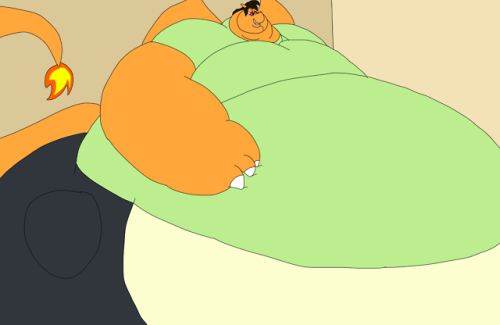 A big Charizard Boi admiring his big belly.Hope you all enjoy...