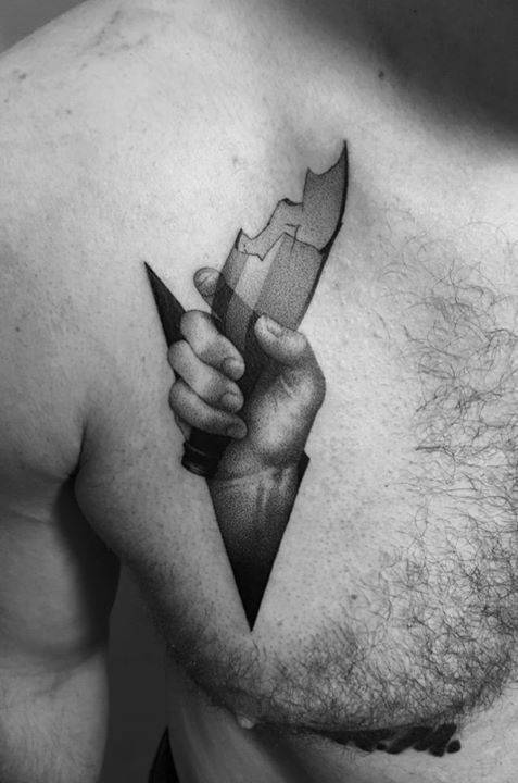 By Paweł Indulski · Dotyk, done at Holy Mary Tattoo Shop,... broken bottle;pawelindulski;dotwork;chest;facebook;blackwork;twitter;medium size;weapon;illustrative