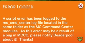Mc command center not showing up in game