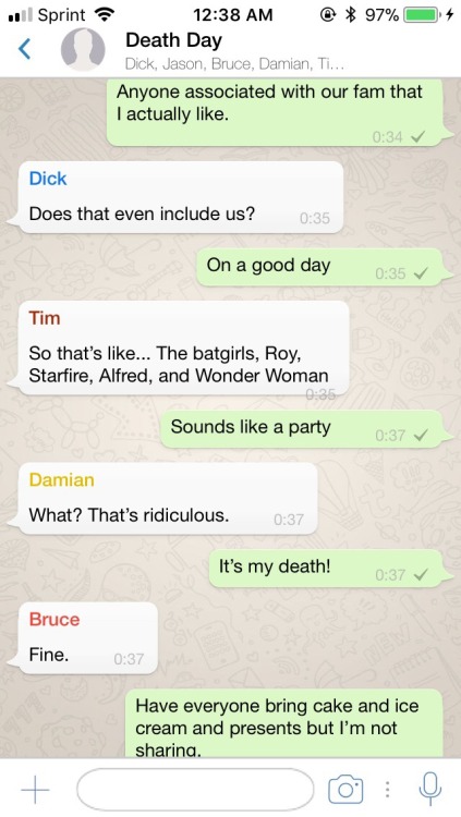 batfamtexts:Batboys+ Death DayRequested by an anon that wanted...