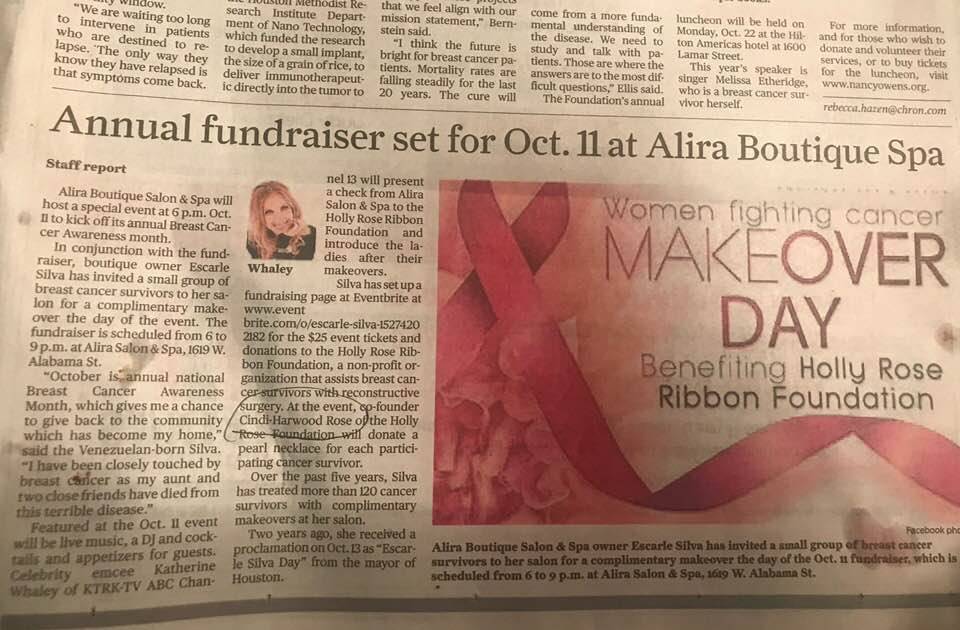 Thank you to the Houston Chronicle for featuring our Makeover Day Event! -Cindi & Dr. Franklin Rose of the Holly Rose Ribbon Foundation