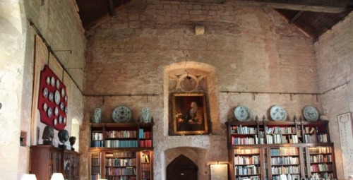 cair–paravel:The books in the great hall at Markenfield Hall,...