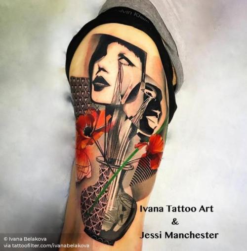 By Ivana Belakova, done at 13th London Tattoo Convention,... flower;abstract;jessimanchester;big;graphic;thigh;facebook;nature;twitter;ivanabelakova;poppy