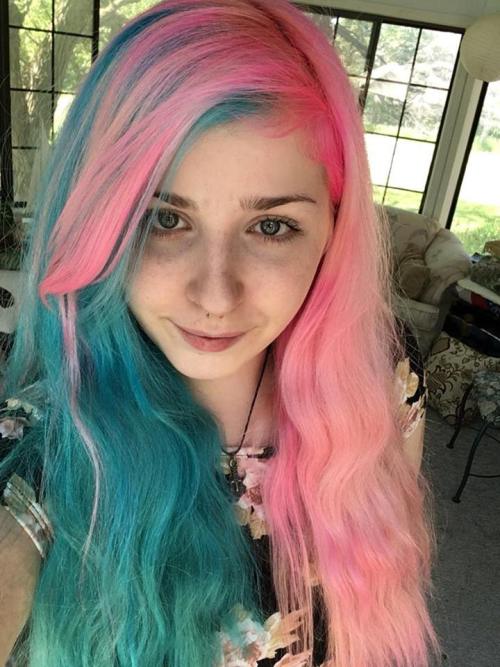 light pink and blue hair tumblr