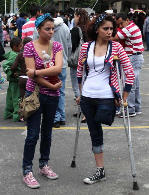 Amputee Ladies On Crutches