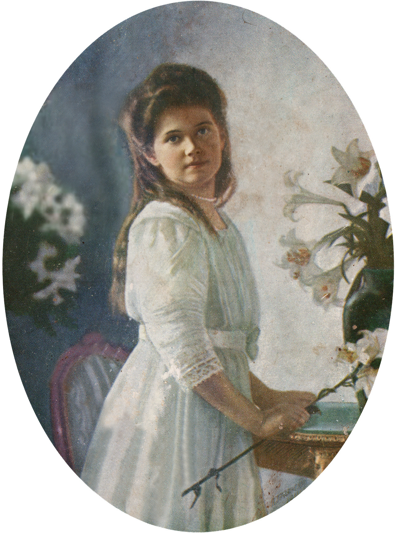Vintage color postcard of Maria Nikolaevna, 1910.