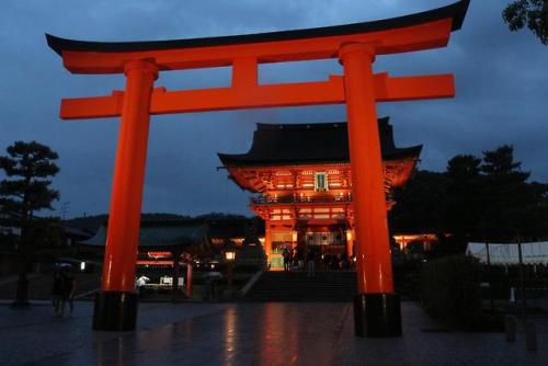 japanpix:Fushimi Inari Taisha in the rain. 雨が降る中での伏見稲荷大社。