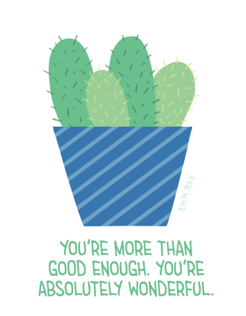 positivedoodles:[drawing of green cacti in a blue pot with a...