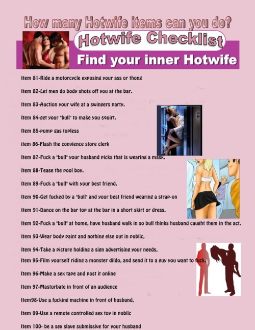 hotwiferules:Here is the full list of bucket items….updated up...