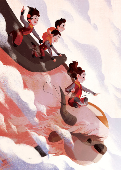 My full piece of Tenzin’s airbending kiddos for Siblings Zine...