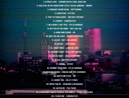 ruba-nobodyxiii:eauprah:NIGHT DRIVE - A playlist for late...