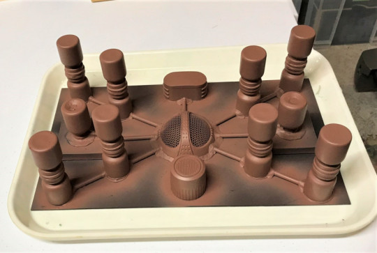 3 Sci Fi plant scratch build primed and base coated with rust