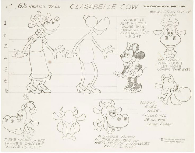 Original model sheets for Clarabelle Cow (Walt... - The Disney Elite