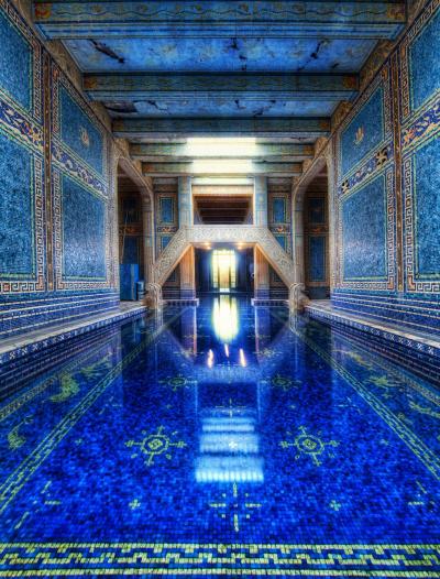 Azure blue indoor pool in Hearst castle