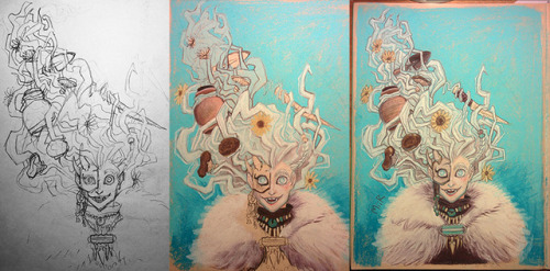 Process work for some of the pastel pieces I’ve drawn in the...