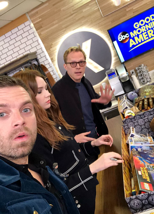 sebstanedit sebastian stan karen gillan paul bettany good morning america instagram