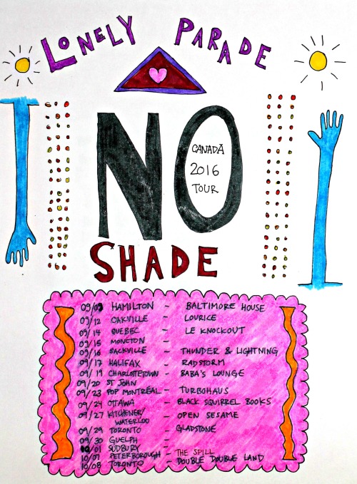 We’re going on tour! Our new album “No Shade” comes out Sept 18th on Sleep Walk. You can here our first three singles “Window”, “Newfoundland” and “Duck Hunt”, and pre-order the digital album on our bandcamp. Come see us and pick up a CD, cassette...