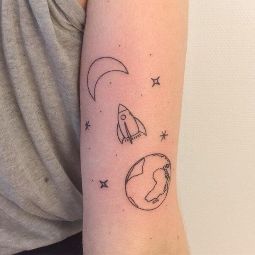 a rocket to the moon tattoo Tumblr
