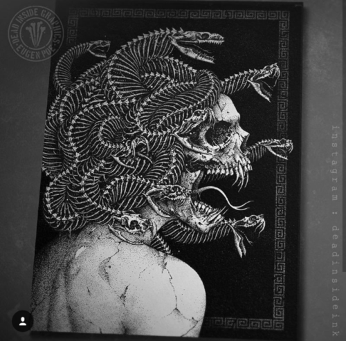 tattoo tattoos medusatattoo skulltattoo black and white blackwork