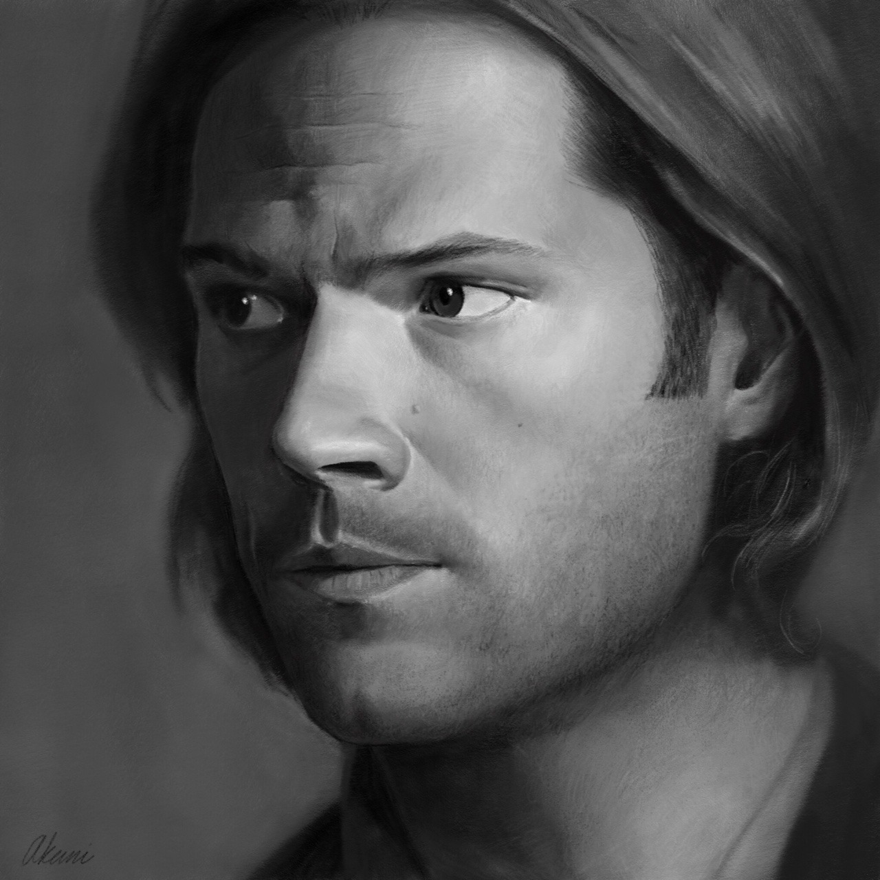 He's a weird, dorky little guy — Sam Winchester, drawn in Procreate