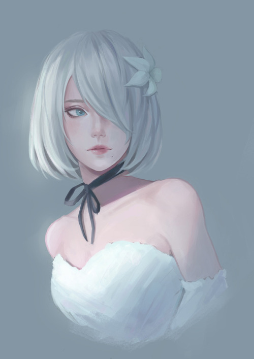 reikaaaa:A stylized portrait study I did a few days ago ~ 2B...