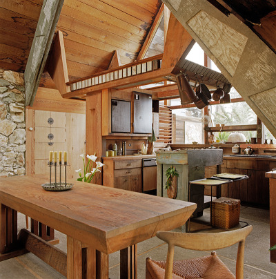 skidmoreowingsmerrill:<br />An Architect’s Home<br />The warm refuge of this California home stands in stark contrast to its rugged surroundings in the Carmel Highlands. In the autumn of 1952, Nathaniel Owings, a founding partner of SOM, scrambled up a stretch of the Big Sur coastline with Margaret Wentworth. They found respite on an idyllic slice of land, where they picnicked and resolved to make the place their home after they married. A year later, they returned to build “Wild Bird” on this very perch out of concrete and reclaimed redwood. As Owings later said in an interview with Time magazine, “No house can do more than snuggle into and grab hold of and hold on to a sheer bit of granite on this coast.” Working with architect Mark Mills, they set the A-frame structure into the cliffside and surrounded it with cantilevered balconies to take in the Big Sur landscape. Owings, who was born on this day in 1903, would spend much of his life in the coastal residence. As he told the magazine, “This is a onetime house for the rest of the time we expect to be here on earth.”<br />Photos © Richard Waite<br /> skidmoreowingsmerrill:<br />An Architect’s Home<br />The warm refuge of this California home stands in stark contrast to its rugged surroundings in the Carmel Highlands. In the autumn of 1952, Nathaniel Owings, a founding partner of SOM, scrambled up a stretch of the Big Sur coastline with Margaret Wentworth. They found respite on an idyllic slice of land, where they picnicked and resolved to make the place their home after they married. A year later, they returned to build “Wild Bird” on this very perch out of concrete and reclaimed redwood. As Owings later said in an interview with Time magazine, “No house can do more than snuggle into and grab hold of and hold on to a sheer bit of granite on this coast.” Working with architect Mark Mills, they set the A-frame structure into the cliffside and surrounded it with cantilevered balconies to take in the Big Sur landscape. Owings, who was born on this day in 1903, would spend much of his life in the coastal residence. As he told the magazine, “This is a onetime house for the rest of the time we expect to be here on earth.”<br />Photos © Richard Waite<br />