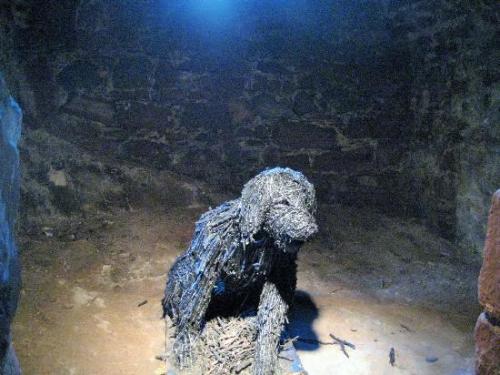 cryptid-wendigo:
“““Let him come! I’ll see whether he be dog or devil!” ”
This sculpture of the Moddey Dhoo (Mauthe Doog)resides where the supposed Hellhound itself does - Peel Castle on the Isle of Man. The Moddey Dhoo is said to resemble a black,...