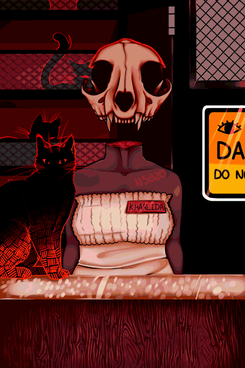 my art glitch epilepsy warning animal body horror seizure warning eye strain body horror decapitation oc object head eye trauma mouth trauma extra eyes extra mouths this one took a while holy shit i had no idea how to use photoshop so this was a journey but im really happy at how it came out!! khaalida