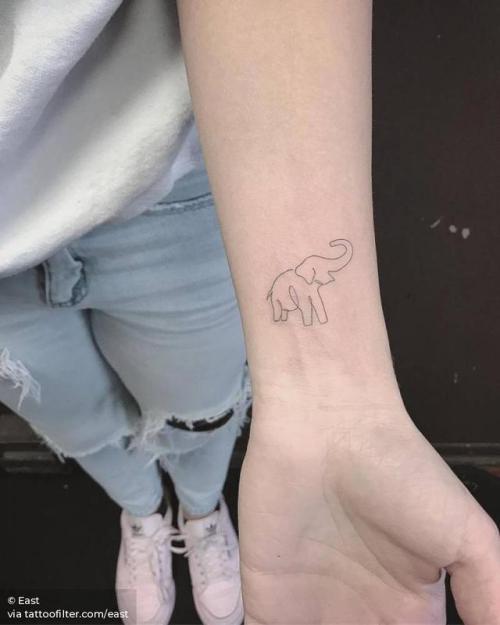 Tattoo tagged with: small, elephant, good luck, single needle, line art,  animal, tiny, ifttt, little, wrist, east, other, continuous line |  