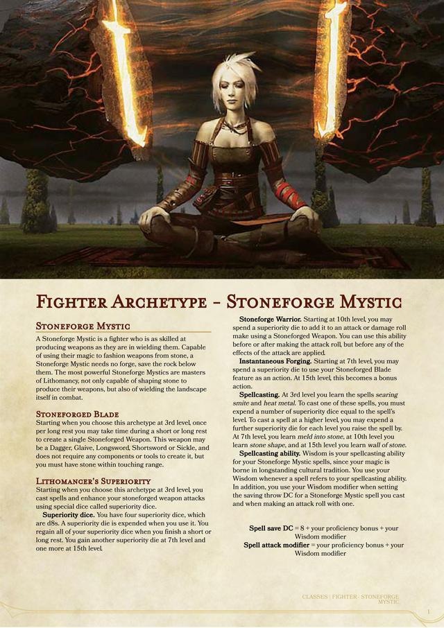 The 5e Experience — kor-artificer: Fighter Archetype - Stoneforge...