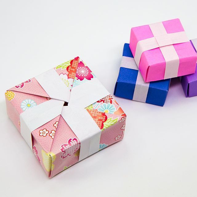 Paper Kawaii Origami Present Boxes Using Wrapping Paper