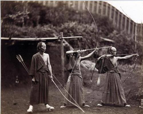 historicaltimes:Three archers, Japan, ca.1860-1900 via reddit