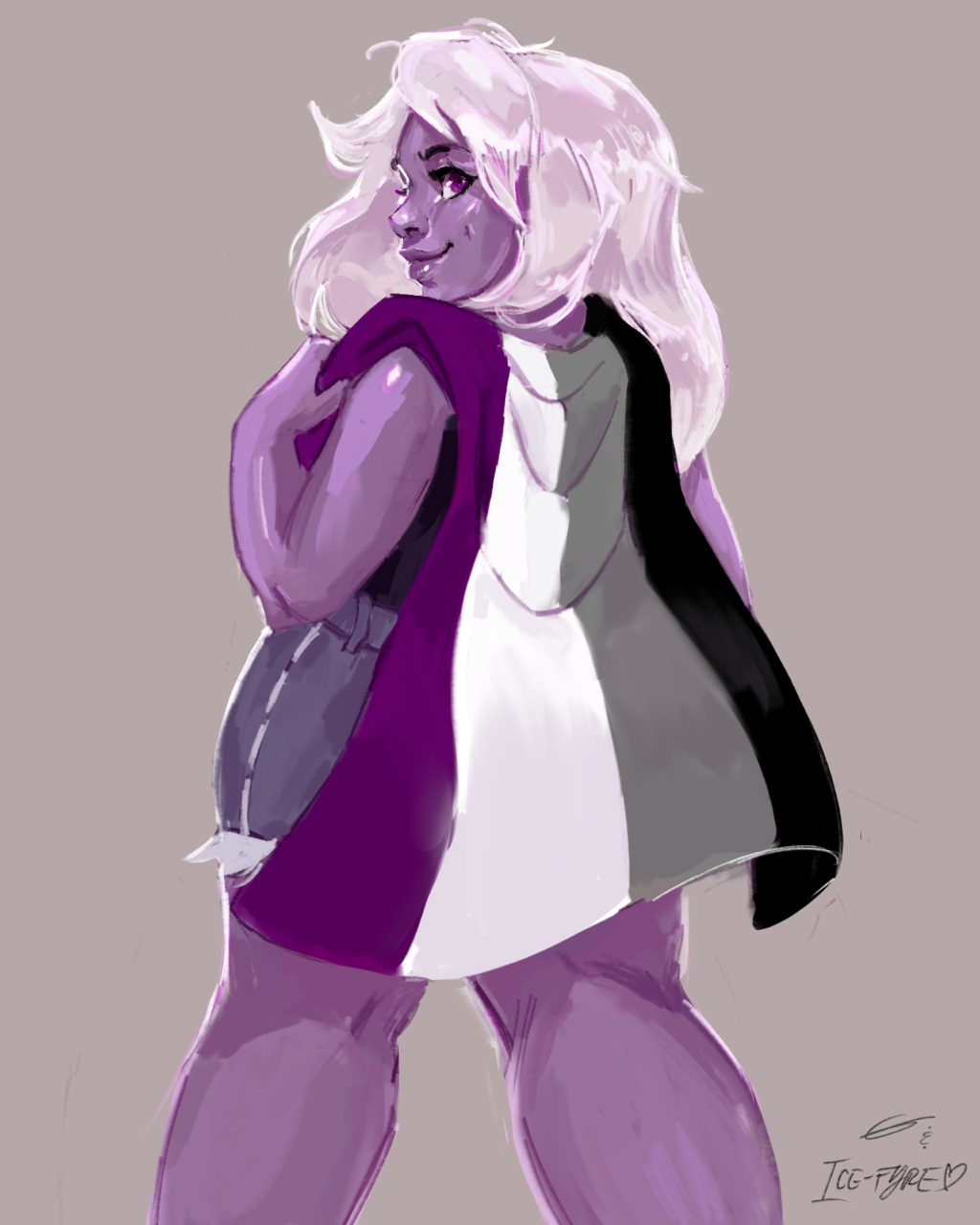 @ice-fyre and I wanted to do a collab for pride month (that starts today! yay!) so here they are! I sketched out the one of Amethyst and finished the one of Ruby and Sapphire, and vice versa. Thanks...