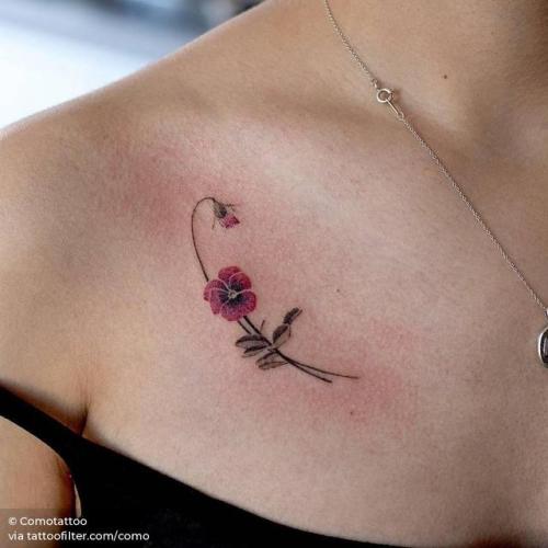 By Comotattoo, done in Seoul. http://ttoo.co/p/204145 flower;pansy flower;small;chest;tiny;activism;como;ifttt;little;nature;lgbt;other;illustrative