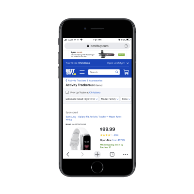 Best Buy category page for 'activity trackers'