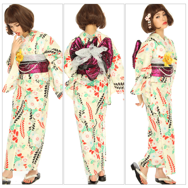 Kimono Nagoya — The motif on this yukata could be wisteria, willow...