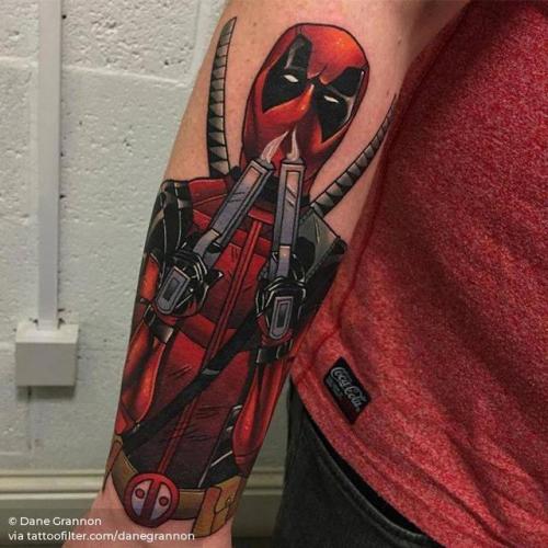 By Dane Grannon, done at Creative Vandals, Hull.... film and book;comic;danegrannon;patriotic;fictional character;deadpool;big;united states of america;cartoon;facebook;marvel;forearm;twitter;marvel character