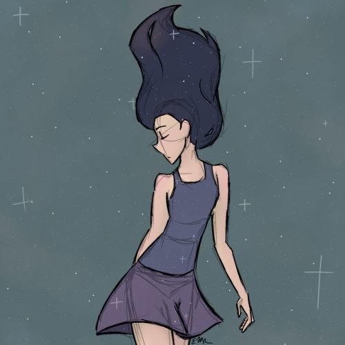 space stars girl simple clothing cool colors galaxy hair my art drawn in the car floating hair
