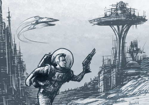 A quick late afternoon retro “sci fi” sketch...