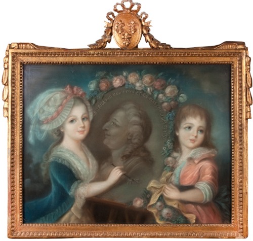 A portrait of two of the children of Louis XVI drawing a portrait of him. Unknown French artist, 18th century.;
[credit: Aguttes]