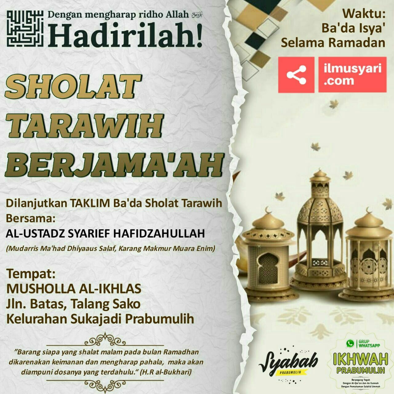 Prabumulih, (Shalat Tarawih dan Taklim Ramadhan), Mei 2019'